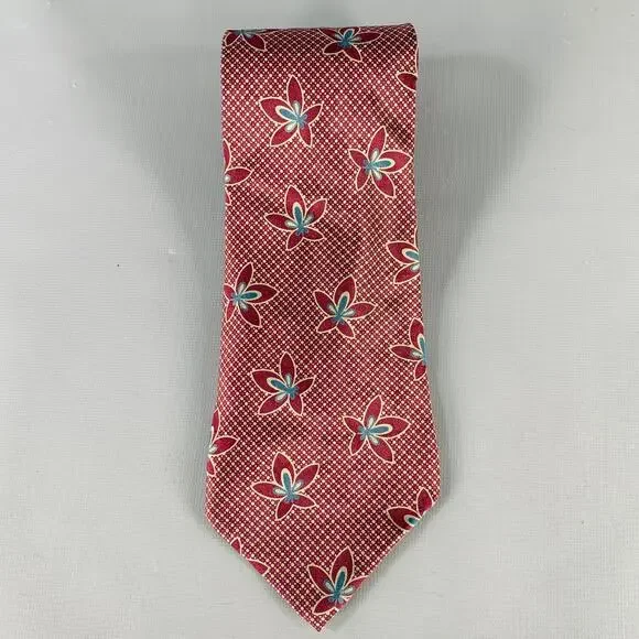GIORGIO ARMANI Burgundy Taupe Abstract Floral Silk Tie